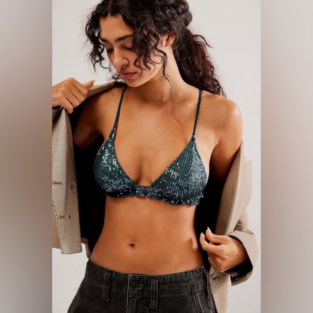 Free People Gold Rush Sequin Bralette, NWT, Size S